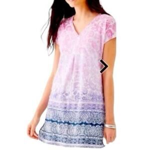 J. Jill Love Linen Women’s Short Sleeve Ombre’ Paisley Top, Pink, size S